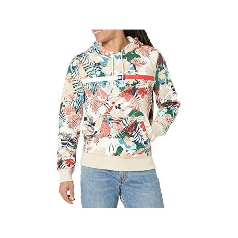 Tommy Hilfiger Mens XL Tropical Floral Print Hoodie Sweatshirt Multicolor Logo